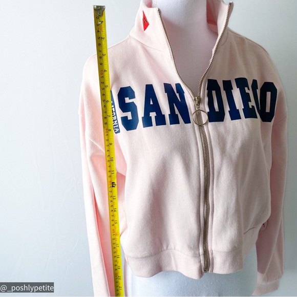 San Diego zipper light pink turtleneck bomber crop jacket - Picture 7 of 13